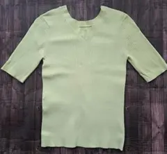 PLST　UVカット２way 五分袖ニット　ライトグリーン