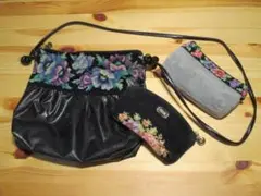 フェイラー　FEILER　3点　総柄　ポーチ　ショルダー　花柄　シェニール織