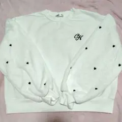 ホワイト ハート袖 セーター ☆トレーナーLサイズ