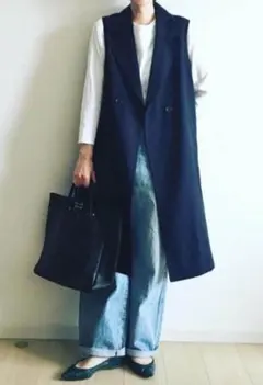 【美品】着回し抜群GU ジーユー ロングジレ ダブルブレスト ブラック S