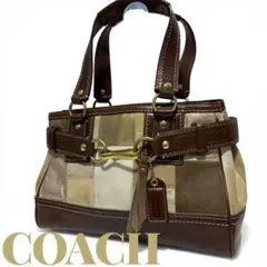 coach コーチ　ハンプトン　モザイク　パッチワーク　レザーハンドバッグ