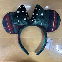 日本未発売　上海ディズニー　赤緑チェック　カチューシャ クリスマス
