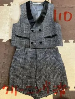 110サイズ チェック柄 ベスト＆ショートパンツセット