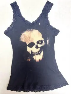 スカル ドクロ プリント タンクトップ 平成 グランジ y2k ゎ