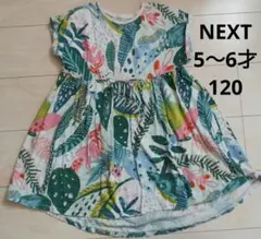 【next】花柄・葉柄 半袖ワンピース 120（5-6歳）