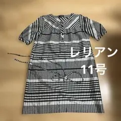 Reneパールボタン 肩リボンフレア半袖ポリシャツワンピース ブラック9号ペチ付 Reneパールボタン 肩リボンフレア半袖ポリシャツワンピース ブラック9
