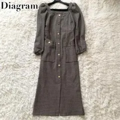 未使用級✨ダイアグラム ロングワンピース チェック パフスリーブ 千鳥柄