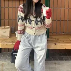 nugu ノルディックチェックカーディガン