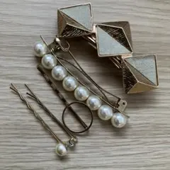 ヘアクリップ、パールヘアピンセット
