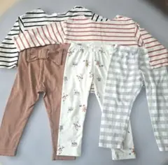 保育園 95サイズ 5枚セット フタフタボーダーロンT レギンスパンツ