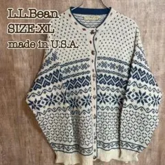 80s L.L.Bean エルエルビーン ニットカーディガン XL アイボリーのサムネイル