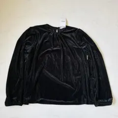 【新品】DHOLIC ブラウス ベロア調 光沢 ブラック（F823）のサムネイル