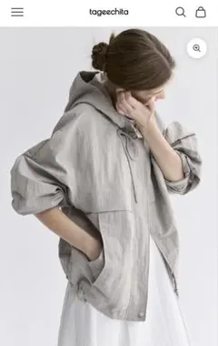 【tageechita】ストリングフードリンクルブルゾンLサイズ