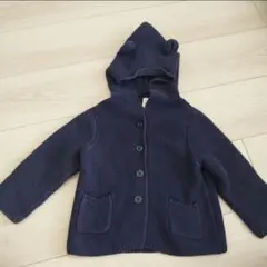 baby GAP くま耳フード付きカーディガン ネイビー　約90cm