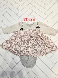 小花柄長袖ロンパース 70cm