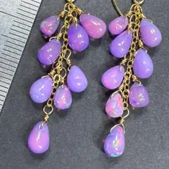 14KGF＊美しいパープルカラーエチオピアオパールの豪華なピアスh55