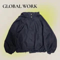 【グローバルワーク】ブルゾン　マウンテンパーカー　紺　金ボタン　フード付　春