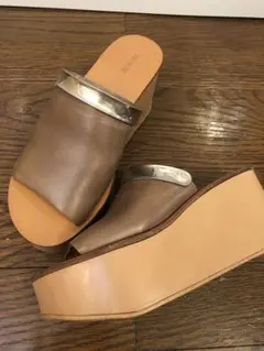 ピッピシック 本革　厚底サンダル ミュール黒 36ハーフ