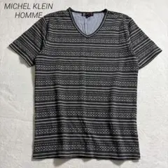 ミッシェルクランオム/総柄 Tシャツ/Vネック/ボーダー調/カジュアル/46のサムネイル