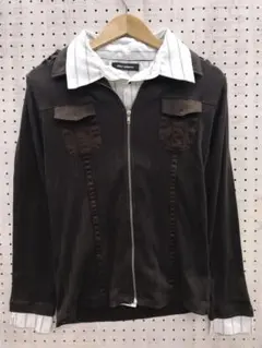 平成アーカイブ 古着 フェイクレイヤード ミリタリージップアップリブジャケット