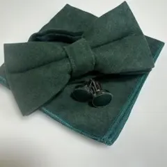 ダークグリーン 蝶ネクタイ セット【結婚式おすすめ】