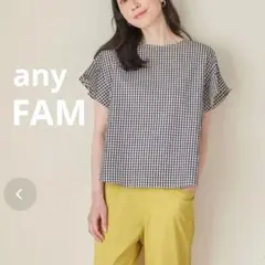 anyFAM【洗濯機可能】ライトリネンクロス フレアスリーブ ギンガムチェックのサムネイル