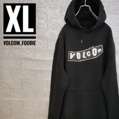 ボルコムVOLCOMビッグロゴ古着スウェットパーカー黒XL裏起毛