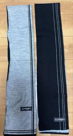 HIROKO KOSHINO ストライプマフラー グレー/ブラック２枚組