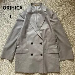 美品 ORIHICA THE 3rd SUITS ベージュ S ダブルブレスト THE THIRD SUITS ダブルジャケット 9分袖 麻調|O42_9251675