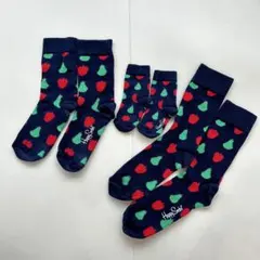 【Happy Socks】 3足セット リンゴと洋梨柄　ネイビーのサムネイル