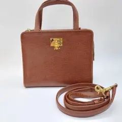 良品　クレージュ　ハンドバッグ　ストラップ　革　ブラウンのサムネイル