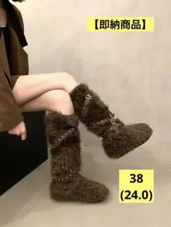 【即納❤️】新品未使用　厚みのあるファーブーツ　フリース裏地　高さ約5cm