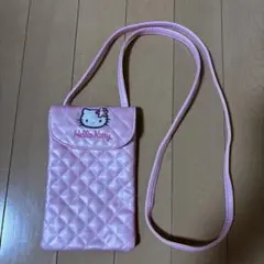 ハローキティ スマホショルダーバッグ　キルティング　ピンク