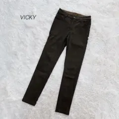 VICKY スーパーストレッチ スキニー 1 オリーブグリーン 細見え フィット