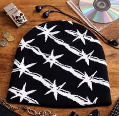 【数量限定】ビーニー＊ニット帽＊y2k＊ブラック＊メンズ＊アメカジ＊星＊海外