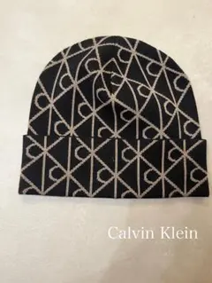 Calvin Klein ニット帽 ブラック ベージュ