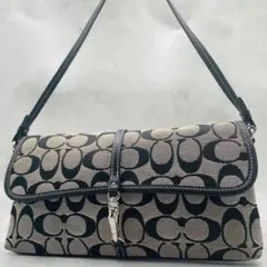 コーチ バッグ アクセサリーポーチ ショルダー ブラック キャンバス