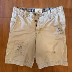 Hollister ダメージ ペイント ショートパンツ 28 ベージュ y2kのサムネイル