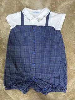 familiar チェック柄ロンパース 70