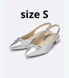 【新品未使用】GU リボンバックベルトパンプス　シルバー　Sサイズ★のサムネイル