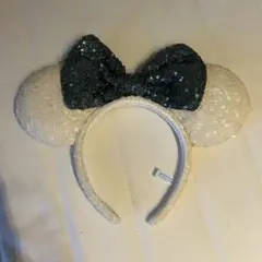 ディズニー ミニーカチューシャ リボン緑 スパンコール