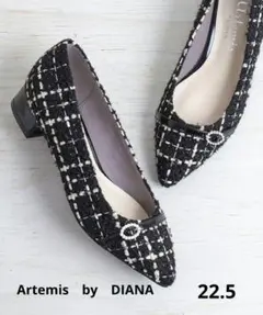 アルテミス　DIANA　ツイード ポインテッドトゥパンプス 22.5