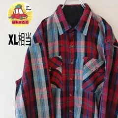 USA古着 ネルシャツ　XL相当　レッド　ブラック　チェック