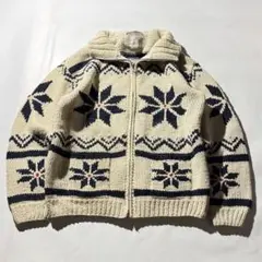 90s Cowichan zipup blouson knit sweater