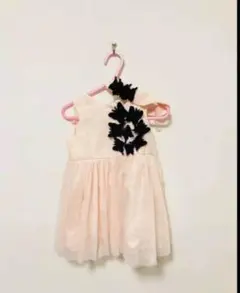 H&M  80 ピンク 新品 ベビードレス ワンピース フォーマル ヘアバンド