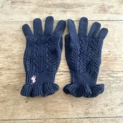 ラルフローレン ガールズ ケーブルニット 手袋 ネイビー