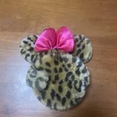 ミニーマウス　ヒョウ柄　ミラー付きキーホルダー
