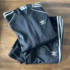 adidas 黒 ジャージ　セットアップ S-Mサイズ