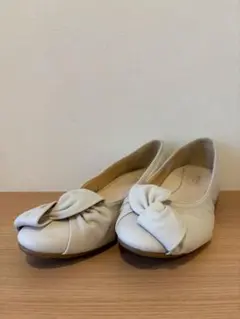 象牙色 緞帶平底鞋