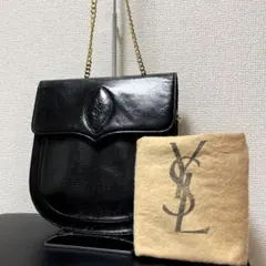 【美品】【袋付き】イブサンローラン　ショルダー　チェーン　型押し　ヴィンテージ
